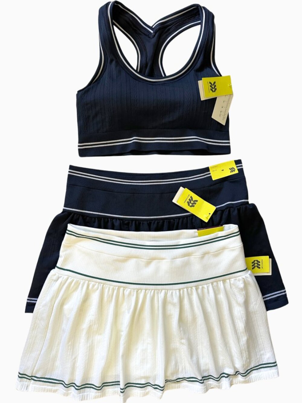NWT All in Motion Cable Knit Skort Sports Bra Activewear Lot Navy White XL